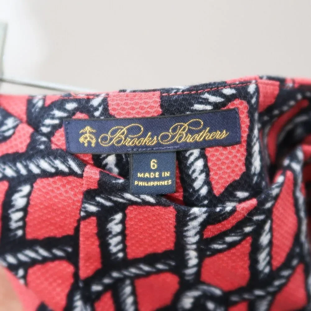Brooks Brothers Womens Pants Size 6 Pink Blue Knot Nautical Cotton Blend - Picture 3 of 9